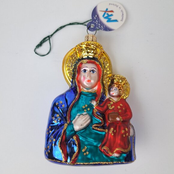 Our Lady of Czestochowa Madonna and Child Handmade Glass Ornament - Picture 11 of 16